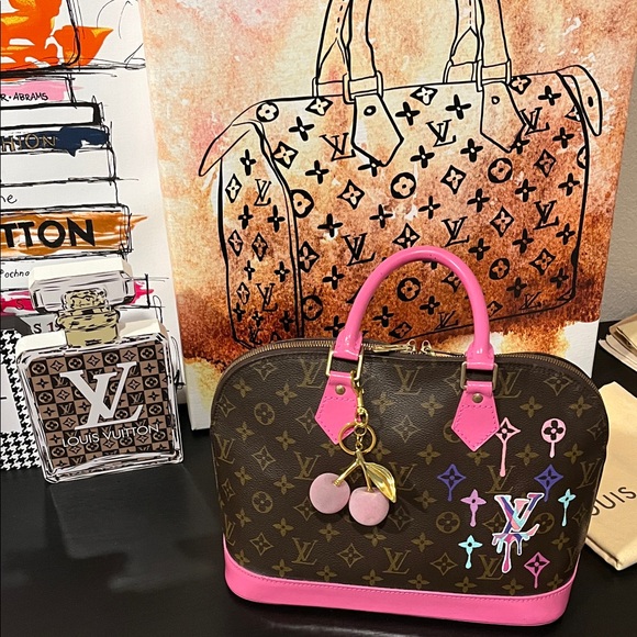 Louis Vuitton Alma GM Custom Painted EUC - Picture 1 of 10